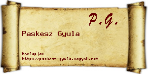 Paskesz Gyula névjegykártya